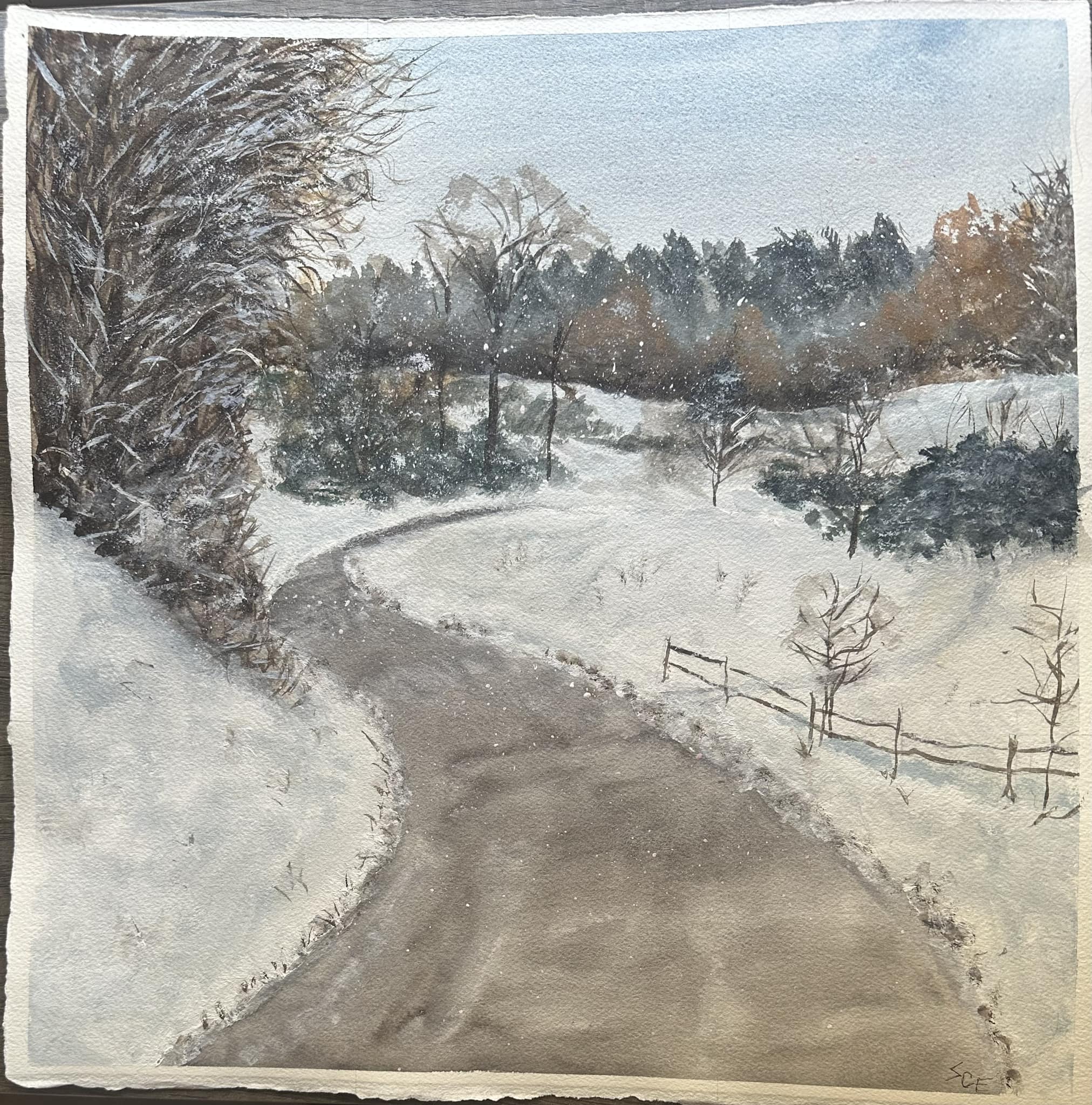Snowy Road 15x15"